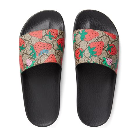 gucci strawberry slides sale|gucci floral slides nordstrom.